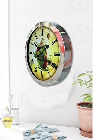 Hediyelik 36 Cm Krom Metal Naturel Duvar Saati