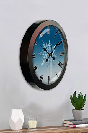 Hediyelik 36 Cm Siyah Metal Kar Tanesi Duvar Saati
