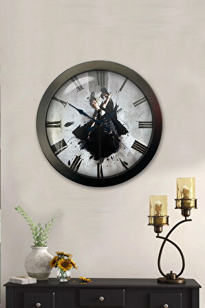 Hediyelik 36 Cm Siyah Metal Dans Duvar Saati