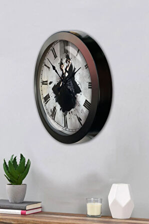 Hediyelik 36 Cm Siyah Metal Dans Duvar Saati