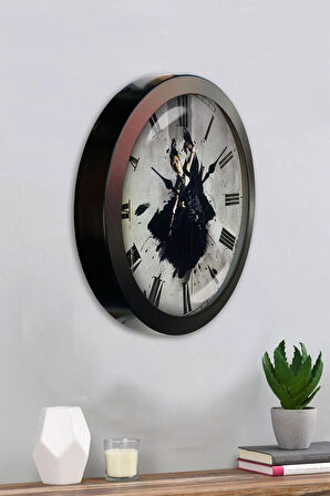 Hediyelik 36 Cm Siyah Metal Dans Duvar Saati