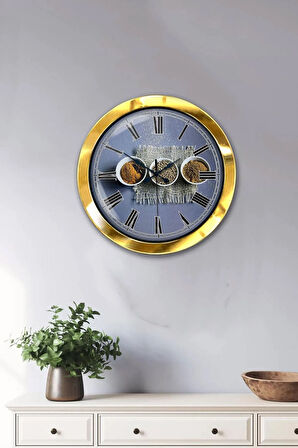Hediyelik 36 Cm Gold Metal Mutfak Duvar Saati
