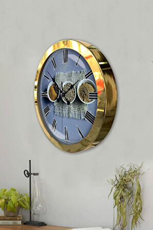 Hediyelik 36 Cm Gold Metal Mutfak Duvar Saati