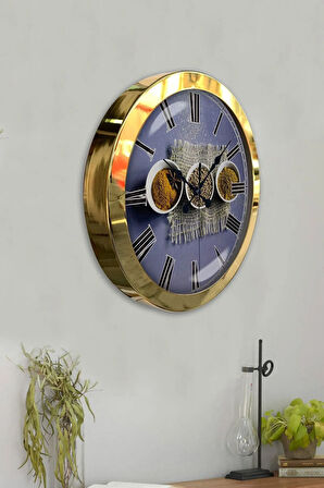 Hediyelik 36 Cm Gold Metal Mutfak Duvar Saati