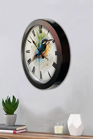 Hediyelik 36 Cm Siyah Metal Bird Duvar Saati