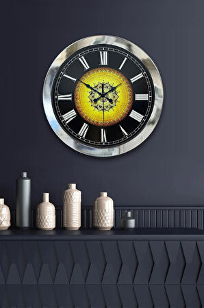 Hediyelik 36 Cm Krom Metal Osmanlı Desen Duvar Saati