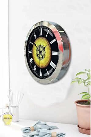 Hediyelik 36 Cm Krom Metal Osmanlı Desen Duvar Saati