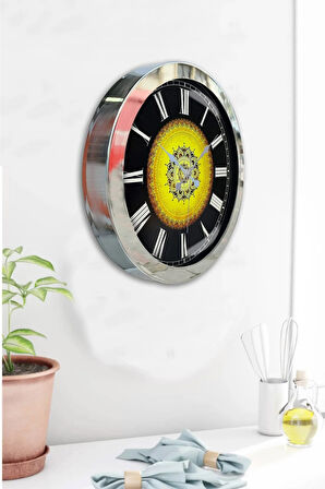 Hediyelik 36 Cm Krom Metal Osmanlı Desen Duvar Saati