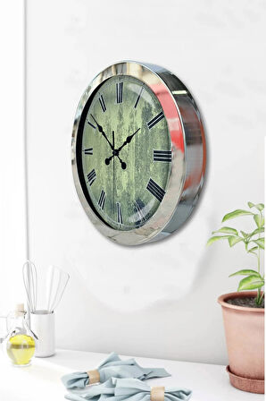 Hediyelik 36 Cm Krom Metal Eskitme Duvar Saati