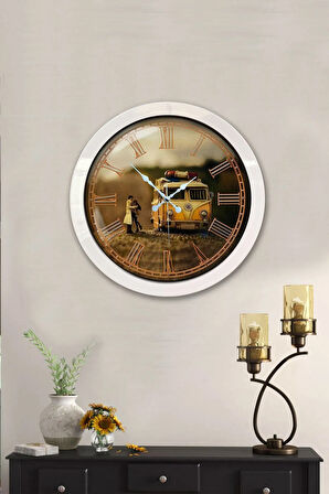 Hediyelik 36 Cm Beyaz Metal Dekoratif Duvar Saati