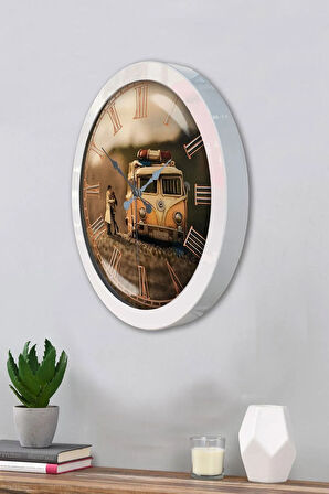 Hediyelik 36 Cm Beyaz Metal Dekoratif Duvar Saati