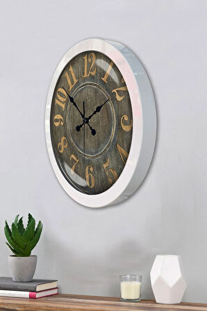 Hediyelik 36 Cm Beyaz Metal Dekoratif Duvar Saati