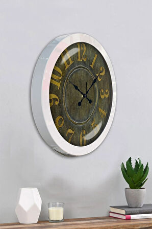 Hediyelik 36 Cm Beyaz Metal Dekoratif Duvar Saati