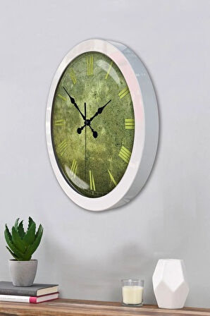 Hediyelik 36 Cm Beyaz Metal Eskitme Duvar Saati