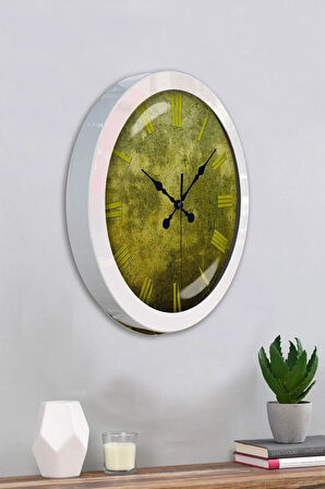 Hediyelik 36 Cm Beyaz Metal Eskitme Duvar Saati