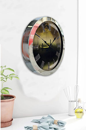 Hediyelik 36 Cm Krom Metal Huzur Duvar Saati