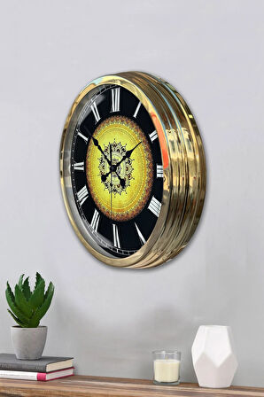 Hediyelik 40 Cm Gold Metal Osmanlı Desen Duvar Saati