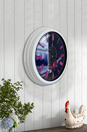 Hediyelik 40 Cm Beyaz Metal Kuş Kafes Duvar Saati