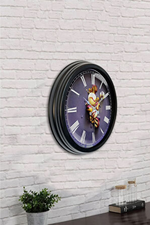 Hediyelik 40 Cm Siyah Metal Mutfak Duvar Saati