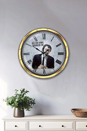 Hediyelik 40 Cm Gold Metal Müslüm Baba Duvar Saati