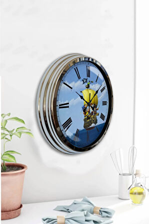 Hediyelik 40 Cm Krom Metal Korsan Turizm Duvar Saati
