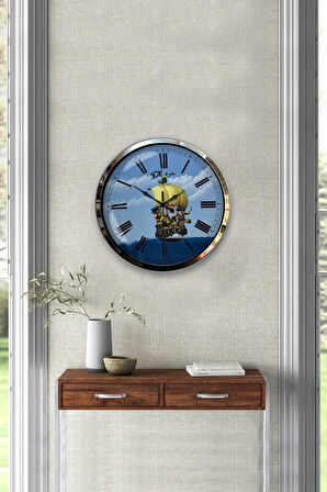 Hediyelik 40 Cm Krom Metal Korsan Turizm Duvar Saati