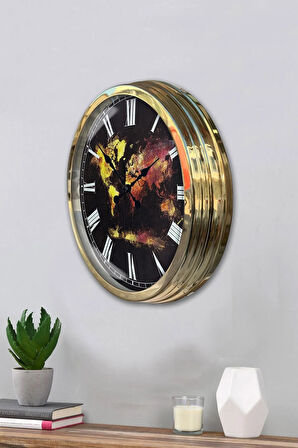 Hediyelik 40 Cm Gold Metal Dünya Haritası Duvar Saati