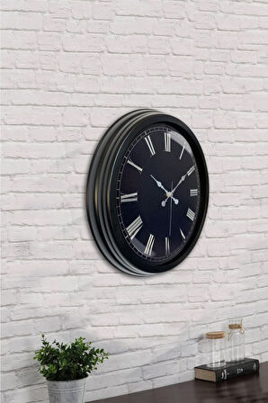 Hediyelik 40 Cm Siyah Metal Black Color Duvar Saati