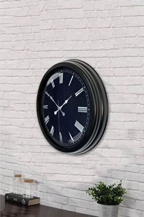 Hediyelik 40 Cm Siyah Metal Black Color Duvar Saati