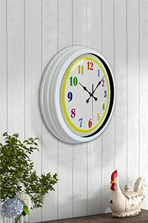 Hediyelik 40 Cm Beyaz Metal Çocuk Duvar Saati