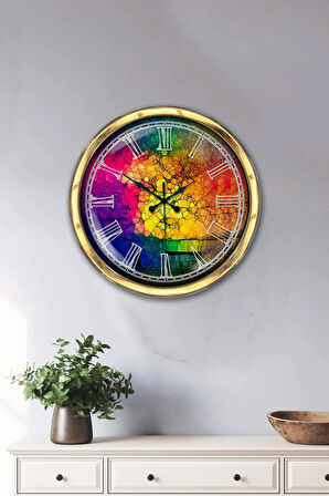 Hediyelik 40 Cm Gold Metal Color Duvar Saati