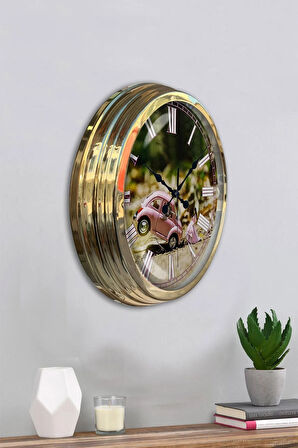 Hediyelik 40 Cm Gold Metal Tosbağa Duvar Saati