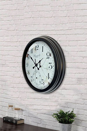 Hediyelik 40 Cm Siyah Metal Eskitme Duvar Saati