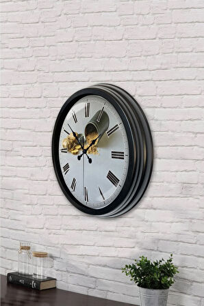 Hediyelik 40 Cm Siyah Metal Mutfak Duvar Saati