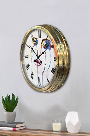 Hediyelik 40 Cm Gold Metal Karakter Duvar Saati