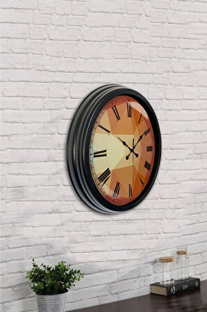 Hediyelik 40 Cm Siyah Metal Desenli Duvar Saati