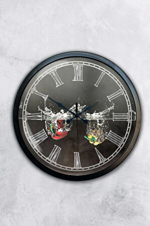 Hediyelik 40 Cm Siyah Metal Mutfak Duvar Saati