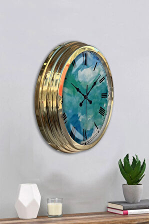 Hediyelik 40 Cm Gold Metal Dekoratif Duvar Saati