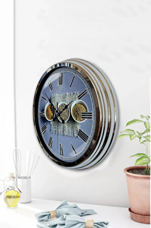 Hediyelik 40 Cm Krom Metal Mutfak Duvar Saati