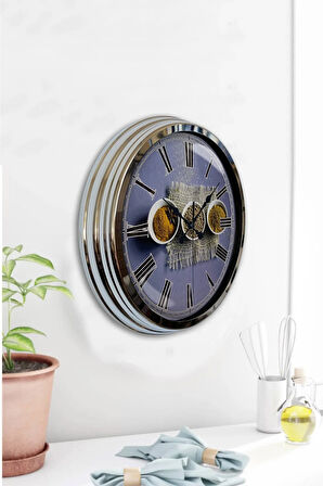 Hediyelik 40 Cm Krom Metal Mutfak Duvar Saati