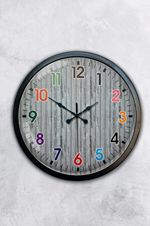 Hediyelik 40 Cm Siyah Metal Çocuk Duvar Saati