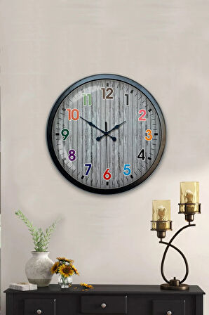 Hediyelik 40 Cm Siyah Metal Çocuk Duvar Saati