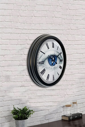 Hediyelik 40 Cm Siyah Metal Göz Duvar Saati