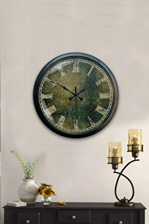 Hediyelik 40 Cm Siyah Metal Eskitme Duvar Saati