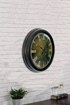 Hediyelik 40 Cm Siyah Metal Eskitme Duvar Saati