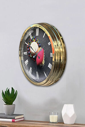 Hediyelik 40 Cm Gold Metal Mutfak Duvar Saati