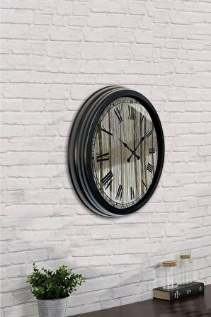 Hediyelik 40 Cm Siyah Metal Roma Rakamlı Duvar Saati