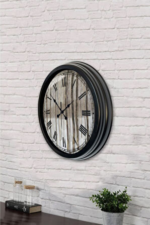 Hediyelik 40 Cm Siyah Metal Roma Rakamlı Duvar Saati