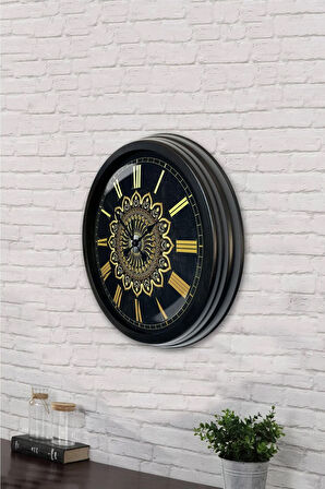 Hediyelik 40 Cm Siyah Metal Dekoratif Duvar Saati
