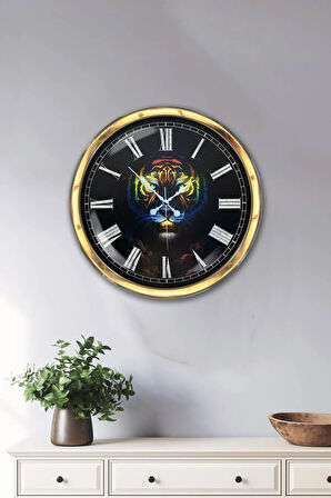 Hediyelik 40 Cm Gold Metal Hayvanlar Duvar Saati